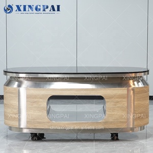 Table de buffet mobile personnalisée en acier inoxydable avec plateau en marbre, XINGPAI Dubaï / Hôtel arabe, banquet, restauration - Product Image 2