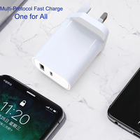 Cargador Rápido GaN PD de 30W Personalizado con Enchufe para Reino Unido, Certificado UKCA, Adaptador de Carga de Doble Puerto A+C, Compatible con Teléfonos Inteligentes iPhone