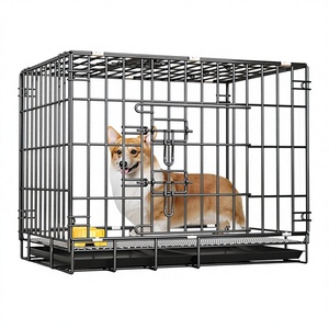 Gabbia per Animali Domestici Pieghevole in Metallo, Stile Classico, per Interni, con Chiusura a Bottone, Protezione Ecologica e Vassoio in Plastica - Product Image 1