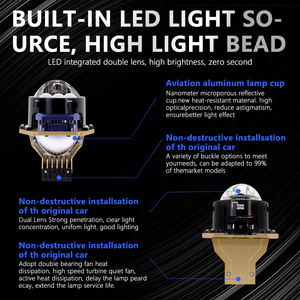Faro Delantero de Alta Potencia de 60 W y 3 Pulgadas con Lente Bi-LED, Tres Puntos de Luz, 12 V, 10000 Lúmenes, 6000 K, Resistente al Agua, Luces Antiniebla para Conducir - Product Image 5