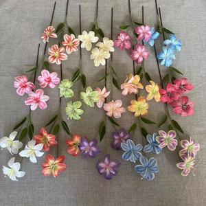 Vente en gros usine – Nouvelle orchidée Clivia artificielle faite à la main, branche unique à 2 têtes, pour décoration de maison, mariage et arrangements floraux - Product Image 5