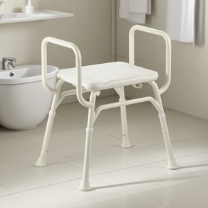 Chaise de douche réglable en aluminium Foxconn, capacité 160 lb, avec siège en HDPE pour personnes âgées, handicapées, femmes enceintes, sécurité dans la salle de bain - Product Image 2