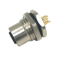 Connecteur circulaire M12 4 broches en laiton IP67 à montage sur panneau avant pour audio et vidéo, prise aviation DIN 12V, MOQ 1 pièce