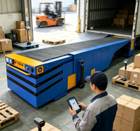 Convoyeur à bande télescopique automatique pour le chargement et le déchargement des camions, convoyeur mobile extensible pour entrepôt e-commerce