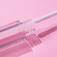 Emballage de tube de brillant à lèvres en verre dépoli clair vide de 4ml Tube de brillant à lèvres rond avec applicateur à brosse