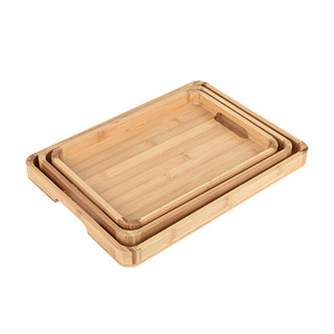 Plateau de service en bambou rectangulaire, couleur naturelle, style simple, pour fruits, thé, pain, dîner - Product Image 4