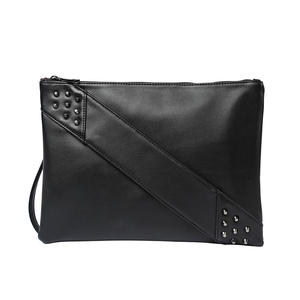 Elegante bolso de mano con tachuelas hecho de material de PU de color sólido con múltiples compartimentos y se puede usar bandolera - Product Image 1