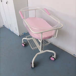 Cuna Pediátrica de Grado Hospitalario <span class=keywords><strong>con</strong></span> Ruedas <span class=keywords><strong>con</strong></span> Bloqueo, Altura Ajustable, Estructura Metálica, Cama para Bebés para UCI y <span class=keywords><strong>Maternidad</strong></span> - Product Image 2