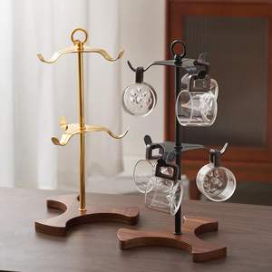 Organisateur de bijoux de style simple, support en fil de fer avec base en bois pour la présentation de colliers, bagues et lunettes - Product Image 3