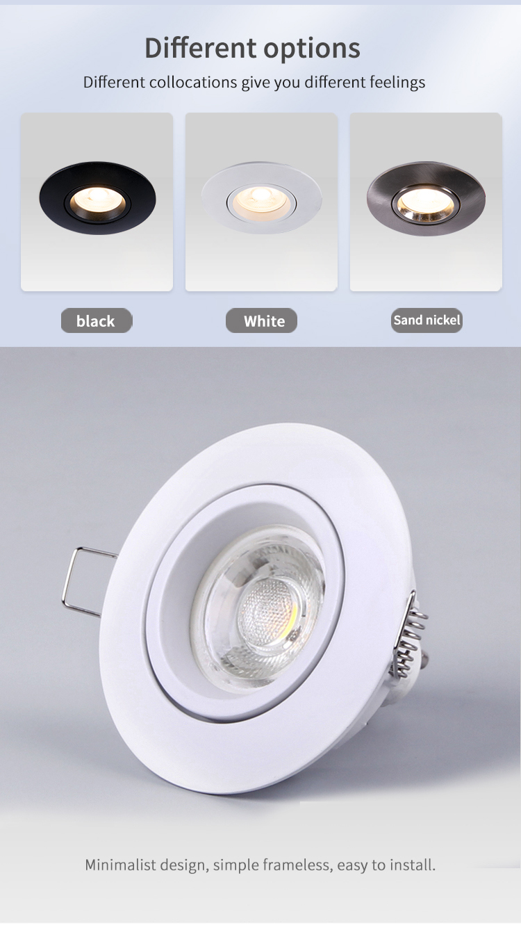 Die Cast Aluminum Recessed Downlights 74mm Cutting AC 220-240 Volt