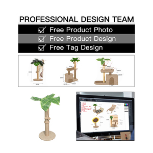 Fabricante al por mayor Beige Lino Vacaciones Diseño Mascota Proveedor Gato Árbol Flor - Product Image 5