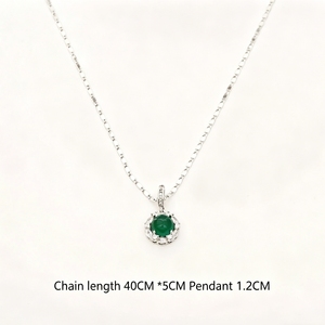 Collier pendentif en zircon vert émeraude, bijoux de mode pour la clavicule - Product Image 6