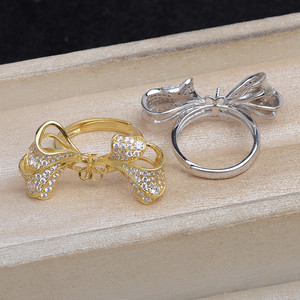 Anneau exagéré en argent S925, accessoire de bricolage, bijoux en perles, support vide 16-19, anneaux semi-finis tendance - JG5932 - Product Image 2