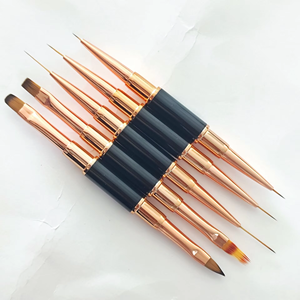 Pinceaux à ongles en gel Aurora jaune ambre 2025, poils en nylon, pinceau plat ovale pour liner en gel, pinceaux à ongles pour nail art, emballage personnalisé, 5 pièces/ensemble - Product Image 3