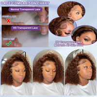 Perruque Bob Marron Chocolat Ondulée Profonde 13x6 HD Lace Frontal Cheveux Naturels Bruts Vietnamiens Courts Marron 13x4 Sans Colle Bouclée