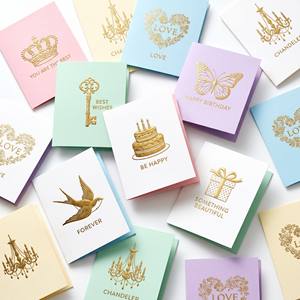 Cartes de vœux couleur macaron de qualité supérieure, cartes d'anniversaire personnalisées en gros, dorure <span class=keywords><strong>à</strong></span> chaud, directement de l'usine - Product Image 6