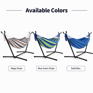<span class=keywords><strong>Hamaca</strong></span> de Algodón Resistente para Exteriores con Soporte de Acero Independiente de 260 cm, Portátil para Patio, Jardín y Relajación en el Patio Trasero - Product Image 6