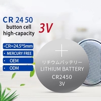 Batería de Botón de Litio de 560 mAh de Fábrica Confiable, Certificada CE/RoHS/UN38.8, Batería de Moneda CR2450 Primaria de 3V para Electrónica