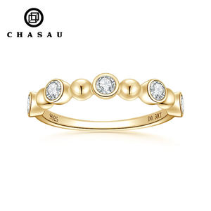 Promesa DE BODA 925 astilla cinco piedras 3,0mm 0.1ct anillo de moissanita de corte redondo de moda para mujer conjunto de anillos para mujer - Product Image 1