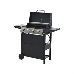 Parrilla de gas butano negra de 4 quemadores con dispositivo de seguridad contra llamas para exteriores, ideal para barbacoas y fiestas. - Product Image 1