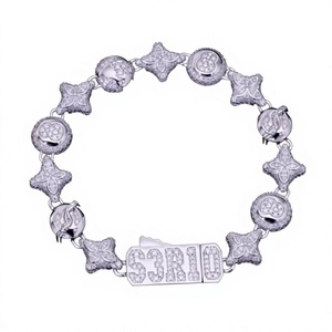 AMBER JEWELS Bracelet tennis unisexe en moissanite plaqué argent, serti griffe, taille brillant, style Hip Hop religieux chrétien - Product Image 1