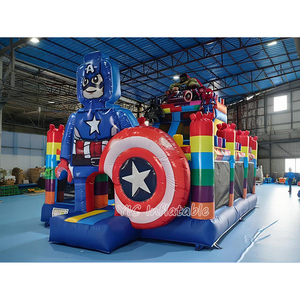 Casa Inflable Premium de Superhéroes con Tobogán y Obstáculos para Fiestas Infantiles, Certificación de Seguridad - Product Image 1