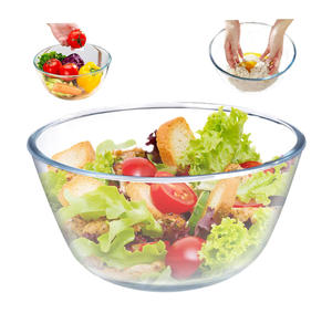 Bol à salade en verre sans BPA avec couvercle en plastique, 2 compartiments pour boîtes à lunch - Portable et écologique - Product Image 1