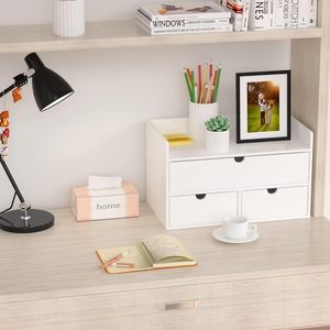 โต๊ะทำงานไม้ไผ่ทรงสี่เหลี่ยมผืนผ้าขนาดเล็ก ชั้นเดียว ดีไซน์ทันสมัย พร้อมลิ้นชักสีขาว สำหรับจัดระเบียบสำนักงานที่บ้าน - Product Image 5