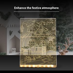 Croquis faits à la main acrylique conseil LED veilleuse Halloween bricolage sculpture avec batterie pour chambre noël atmosphère éclairage - Product Image 4