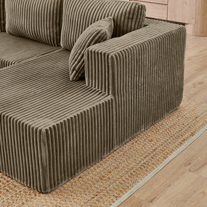 Modular Sectional Couch, Striped Corduroy U-shaped <strong>Sofa</strong> with Moveable Chaise Lounge, Upholstered <strong>for</strong> Living Room, <strong>Bedroom</strong> - Product Image 4
