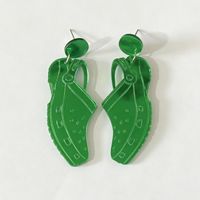 Boucles d'oreilles amusantes en acrylique effet miroir perforé, style sandales de plage, boucles d'oreilles Hawaï, accessoires pour femmes, pour les fêtes et les vacances