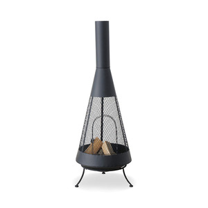 Trendy Black Metal <strong>Outdoor</strong> Chiminea Wood-Burning <strong>Fireplace</strong> with Mesh Side and <strong>Tall</strong> Chimney for Backyard - Product Image 3