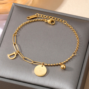 Bracciale in acciaio inossidabile con catena cubana 316L Love Star placcato oro 18 carati