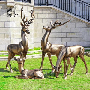 BLVE vida tamanho exterior jardim decoração estilo ocidental fundição metal animal bronze cervos escultura - Product Image 4