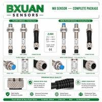 Sensor de Proximidad Inductivo M8, Conector M12, 2 mm, NPN NO NC, PNP NO NC, 4 Tipos, IP67, 2 kHz, RoHS
