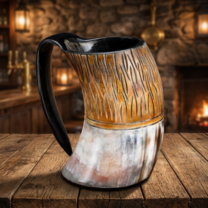 B.S. INTERNATIONAL Natural Ox Cow Horn Mug Factory Price Durable Eco-Friendly Dishwasher Safe Lightweight American Style Beer - Product Image 1