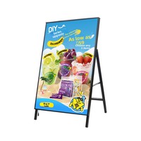 Support d'affichage rectangulaire sur pied éclairé par LED pour centres commerciaux et restaurants ; ultra-fin, portable et pliable