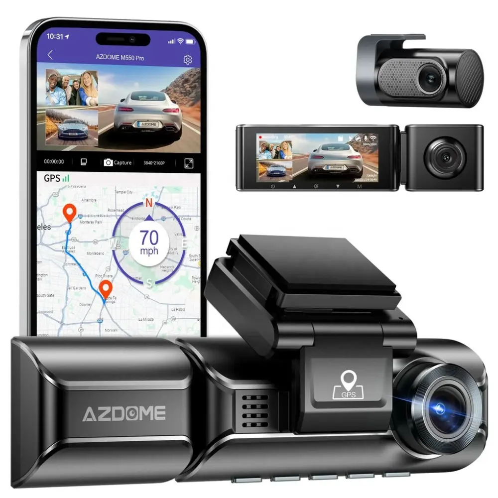 AZDome M550 Pro Global Hot Selling Exclusive Private Model 3CH built-in Wifi GPS 64gb 4k dash cam