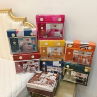 Großhandel 8-teiliges King-Size Bedrucktes Bettwäsche-Set, Inklusive Laken, Kissenbezüge und Vorhänge, Florales Bettwäsche-Set