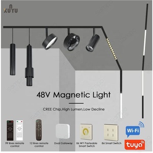 Système d'éclairage sur <span class=keywords><strong>rail</strong></span> <span class=keywords><strong>LED</strong></span> magnétique 48V encastré en surface COB linéaire pour plafond, intelligent Tuya, commercial, intérieur, en aluminium, moderne - Product Image 2