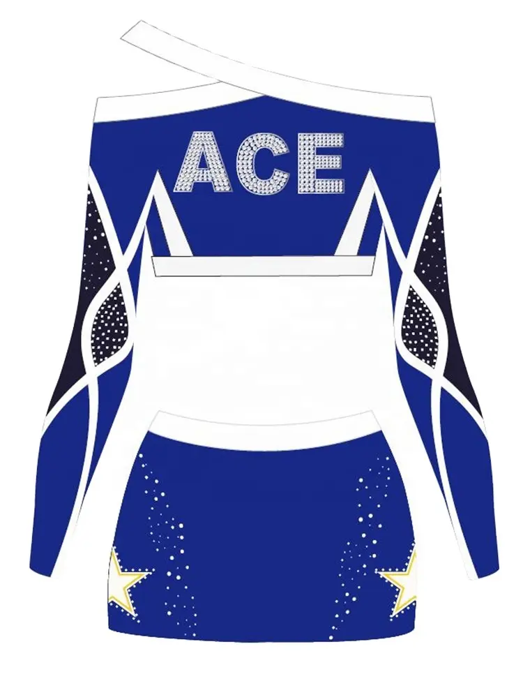 Hot Sale Girl Sublimation Cheerleading Uniforms With Navy Blue Colors