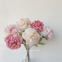 Bunga Peony Sutra Putih Laris Manis, Kepala Tunggal Besar, Bunga Artifisial untuk Pernikahan, Hari Ibu, Hari Valentine, Natal