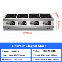 Équipement de cuisine commerciale 220V cuisinière à Induction électrique 4 brûleurs Conversion de fréquence plaque de cuisson pour une utilisation au restaurant large