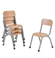 Chaise d'école moderne pour enfant en contreplaqué, avec fonction empilable, design durable pour la maternelle