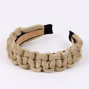 Serre-tête en tissu tissé Hua Liyu à large bord pour femme, accessoire de mode, gris argenté, noir, jaune - Product Image 4