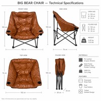 Chaise pliante rétro en PU, motif grand ours et papillon, durable et portable, pour extérieur, glamping, pêche et entrepôt, vente en gros sur mesure en usine