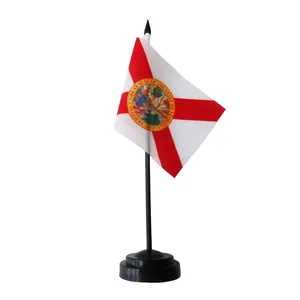 Florida Table Flag Polyester Fabric With Black Plastic pole and ABS Base Office decoration can custom design
