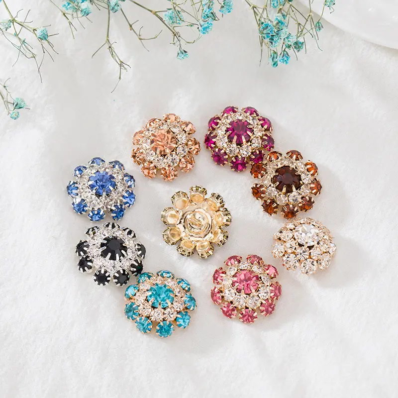 Hot Selling Metal Overcoat Button Rhinestone High-end Clothes Decoration Fancy Buttons Garment Accessories