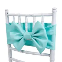 무료 샘플 도매 단색 활 장식 넥타이 의자 커버 새시 웨딩 파티 연회 판매