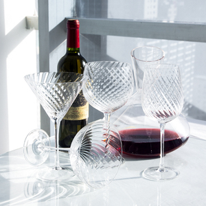 Wholesale <strong>Luxury</strong> Custom Goblet Crystal Swirl Striped Ribbed Stemmed Cocktail Glass Striped <strong>Champagne</strong> <strong>Flute</strong> Glasses - Product Image 2